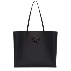 VERSACE Palazzo Medusa black calf saffiano leather large neverfull tote